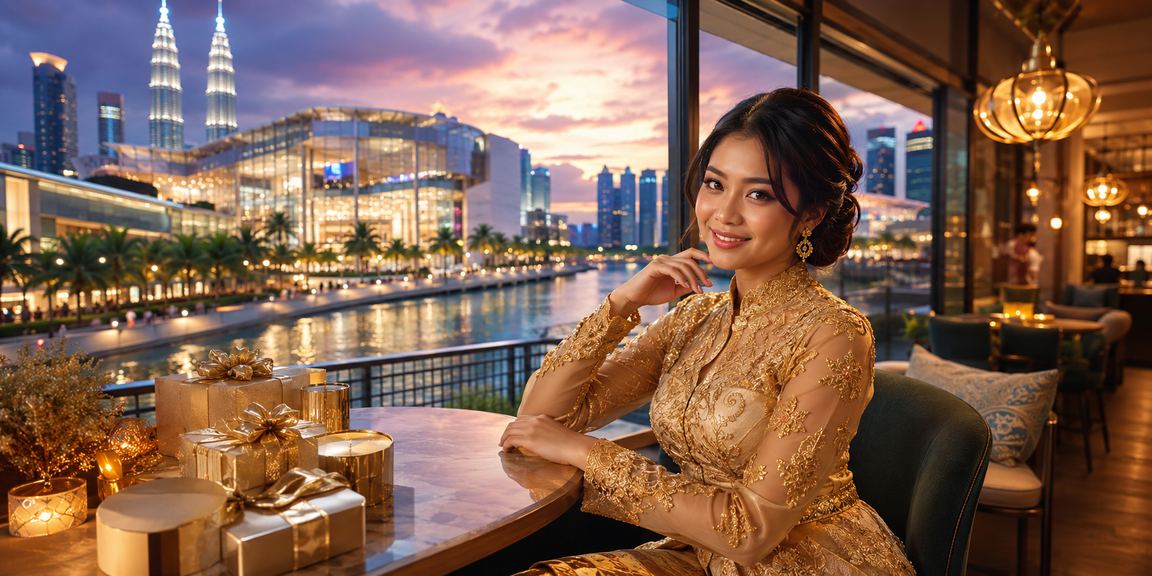 Pengguna di Kuala Lumpur melakukan deposit dengan berpakaian tradisional kebaya